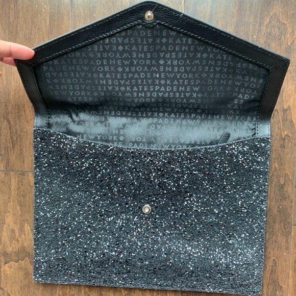 KATE SPADE Clutch Envelope Black Glitter Large - Picture 4 of 7